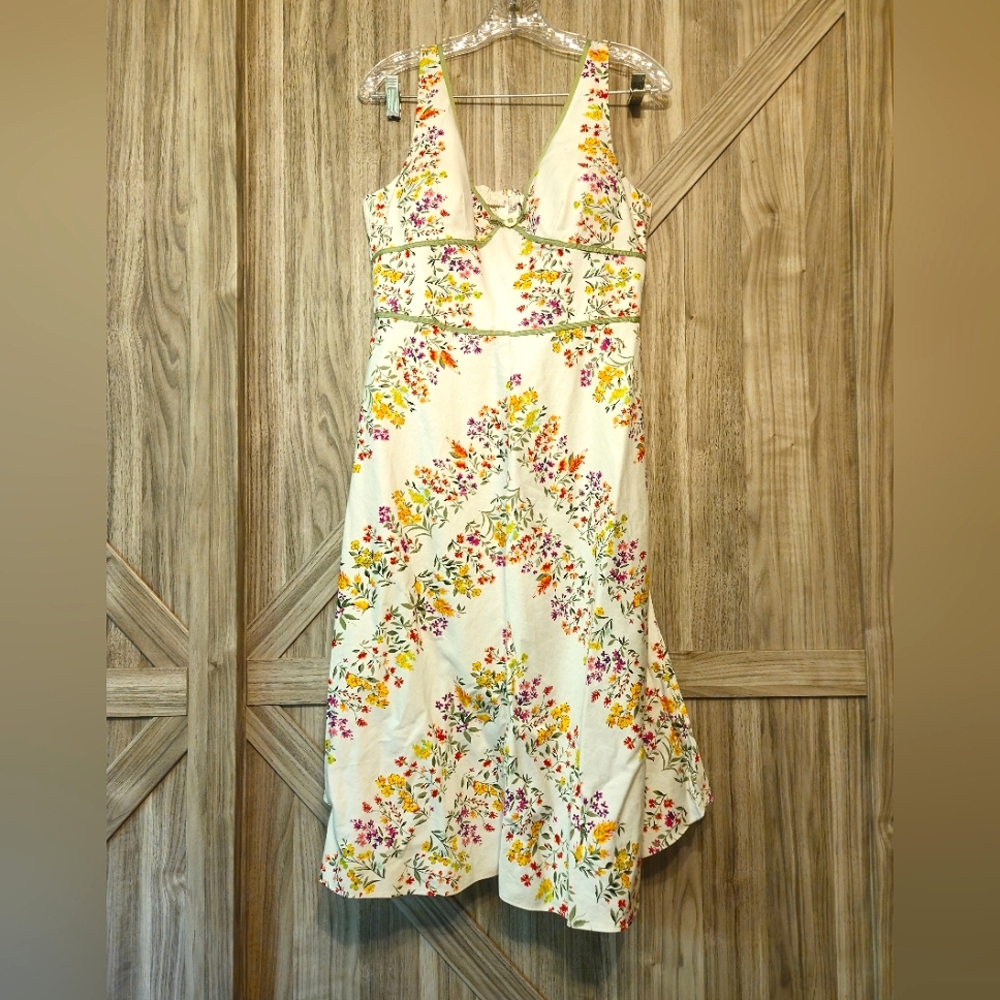 R&K Cream Floral Sundress with Yellow and Pink Accents